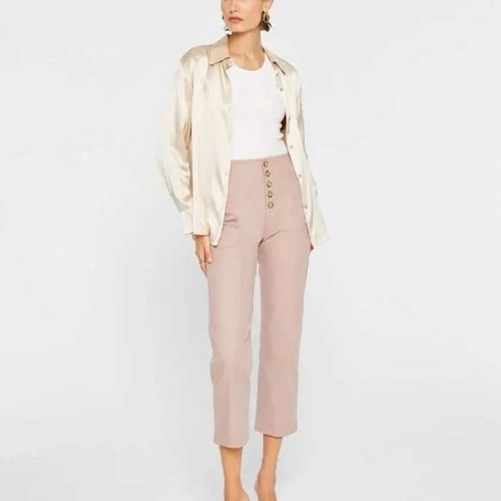 Club Monaco NWT High Waist Button Front Cropped Utility Pants Cotton Women's 8